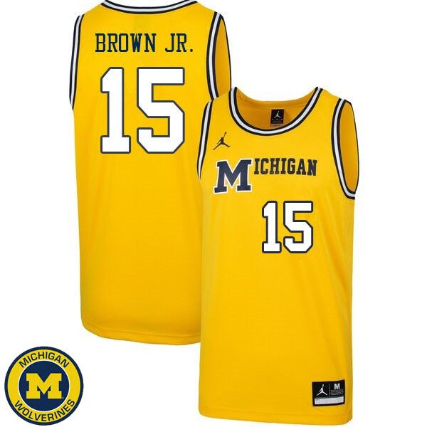 Men Michigan Wolverines #15 Chaundee Brown Jr. Retro Yellow Official Basketball Jersey